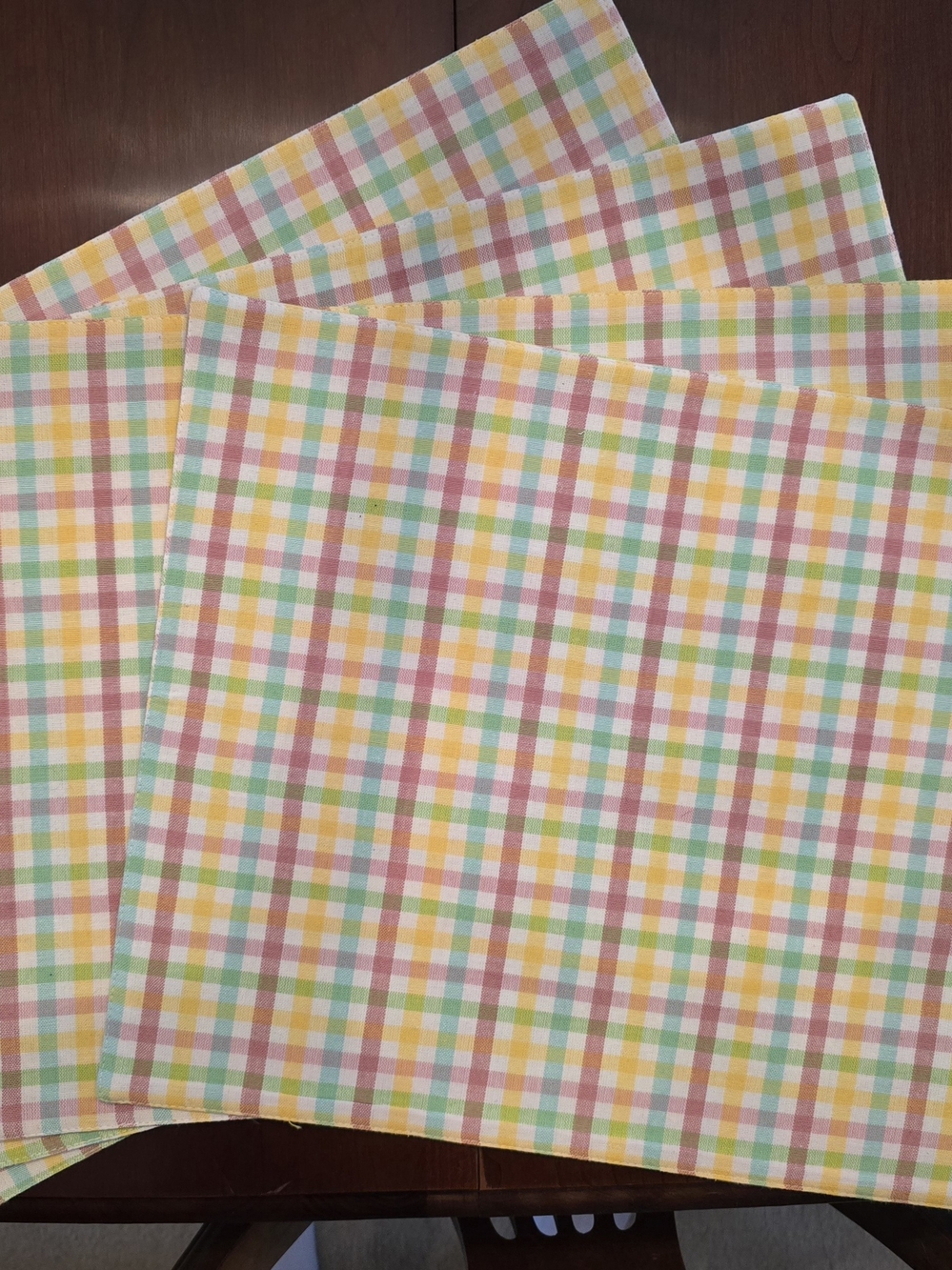 Pristine Vintage Longaberger Pastel Plaid Placemats - Set of 4